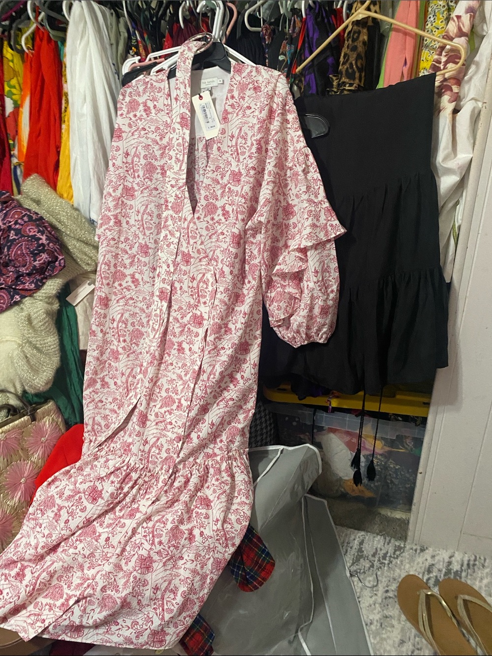 Ted Baker Ivory Dress with Pink Paisley Print